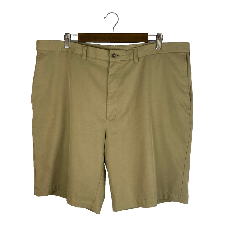 Cool 18 Pro Golf Shorts Sz 40 Chino Flat Front Tan Khaki Pockets Performance